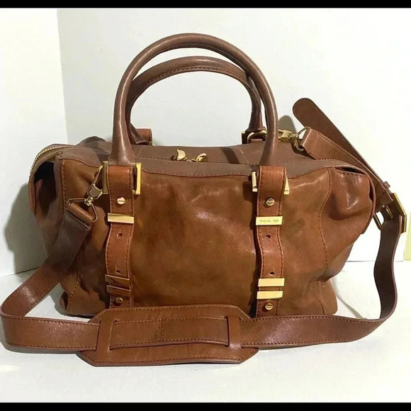 Rachel Zoe brown distressed leather satchel handbag - Picture 1 of 16